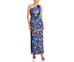 Milly Estelle Womens One Shoulder Maxi Dress Dream Rose Blue size 2 #307188