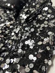 Basix II Nylon Dress 6 Black Silver Sequin Tulle Fit Flare Party Cocktail Skater