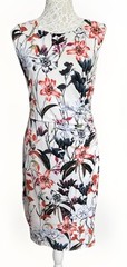 PHASE EIGHT MARGUERITE BODYCON FLORAL SLEEVELESS WRAP ROUCHED STRETCHY DRESS 16