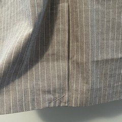 NEW PREMISE Sheath Dress Sz12 Gray Pinstripe Linen Blend Stretch Career Office