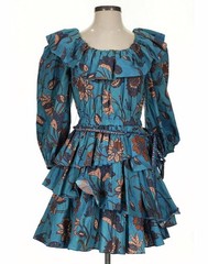 Ulla Johnson “Giselle” Teal Blue Floral Puff Sleeve Mini Dress – Sz 2