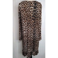 Papaya Dress Womens Animal Print Sz XL Knee length Long Slv Lagenlook Ruffle Hem