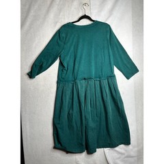 LOGO Lori Goldstein Teal Green Cotton Layered Look Pleated Midi Dress Large