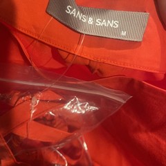 Sans & Sans Belted Midi Dress Womens Medium Slit Scrunch Sleeve Pockets Red NWOT