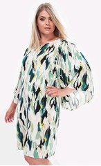 NWT Abstract Print Wide Bell Sleeves Plus Dress 24 Office Party Shower JunaRose
