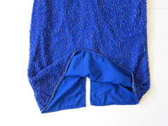 Laurence Kazar 100% Silk Blue Silver Beaded Sequin Short Sleeve Tunic Dress 1X
