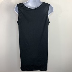 Croft and Barrow Black Sleeveless Dress sz S Button Strap Minimal Chic