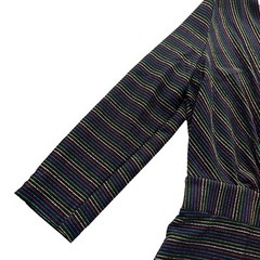 Eci Womens Small Black Multi Metallic Knit Stripe 3/4 Sleeve V-neck Sheath Dress