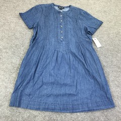 Nautica Jeans Dress Womens Medium Blue Denim Pleated Shift Laguna Beach Casual