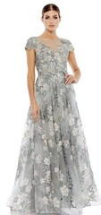 Mac Duggal 20294 Sz 14 Sea Mist Floral Embroidered Beaded A-line Gown $798