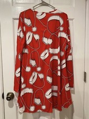 Meaneor Santa Hats Holiday Long Sleeve Christmas Dress in Red/White – Large NWT