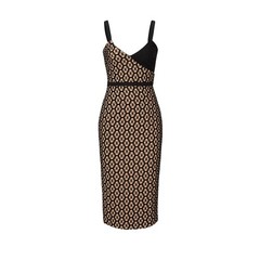 Cinq à Sept Sera Sheath Dress NWT Size 0 Black Camel Geometric Silk Trim
