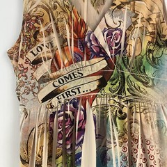 Body Central Retro Y2K Tattoo Pattern Sleeveless Short Dress Size Medium