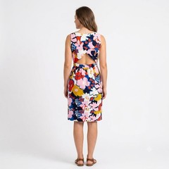 Whit Two Floral Cutout Open Back Dress Size 0P Petite Cotton Pocket Sundress Mod