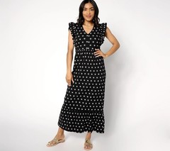 AnyBody Regular Daydreamer Knit Maxi Dress Washed Black Daisy Women Size Medium