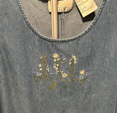 Vintage Casey & Max Denim Long Jumper Dress Embroidered Size L Length 52” Y2K