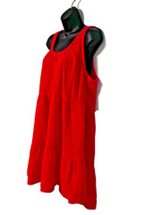 Universal Thread Sz Large Bright Coral 100% Cotton Tiered Sundress
