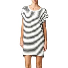 Ellison Womens Black White Striped Short Sleeve Rolled Cuff T-Shirt Dress Size L