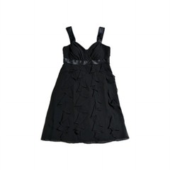 Chaps Sleeveless Little Black Dress Womens 10 Ruffle Dakota Chiffon Wide Straps