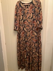 joe browns tan paisley print 3/4 sleeve dress size. 24