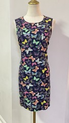 Sz 6 100% Cotton Butterfly Tank Mini Dress Blue 90s 80s Y2K 00s Sundress Sheath