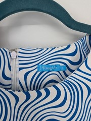 J. Mclaughlin Catalina Cloth Mia Dress Oahu Waves 3/4 Sleeve Blue White Large