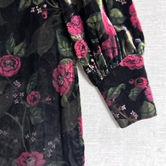 Ann Taylor Dress 2 Red Green Velvet Floral Balloon Cocktail Party Shift