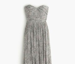 J CREW MARBELLA WATERCOLOR FORMAL GOWN DRESS 8 SILK CHIFFON GRAY GREY PINK C9348