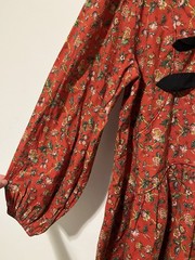 RHODE Annette Dress Mini Red Floral Size Small Bows Balloon Sleeve Cotton