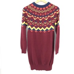 MODCLOTH Fair Isle cozy commitment sweater dress burgundy geometric knit S