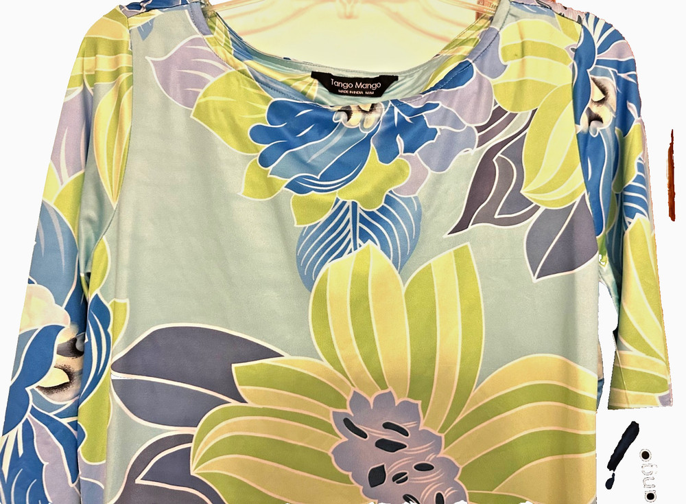 Tango Mango, NWT Mint/Blue/Lime/Lilac/Gry Graphic Floral Dress, Medium, Ret $125