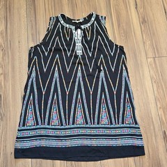 My Danielle NWT Black Geometric Western Tribal Print Sleeveless Tassel Dress XXL