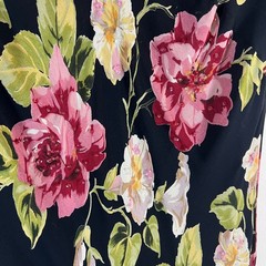 Paradise NY Floral Beaded Sequin Maxi Dress Black Pink V-Neck Vintage Style 16