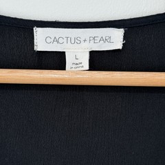 Cactus & Pearl Prairie Granny Black White Crochet Gauze Midi Dress Sz L Cottage