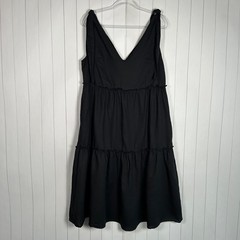 Petal and Pup size 10 Erenda midi dress linen cotton black tiered v-neck sundres