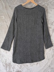 H&M Dress Size 8 Black White Polka Dot Micro Print Long Sleeve Mini Shift Tunic