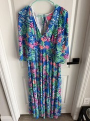 LILLY PULITZER Rease Maxi Dress Pundy Blue isle be back NWT size 8 resort wear
