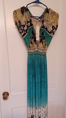 Just Funky Maxi Dress Woman&rsquo;s Size S Beautiful Green/Blue/ Tan