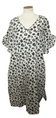 Kate Landry Shift Dress Leopard Print Embroidered Coverup MuMu Kaftan Pockets L