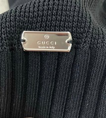 GUCCI knit dress S black With logo plate Rayon short sleeve