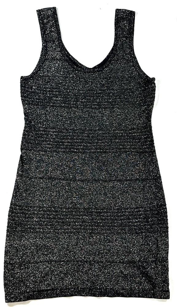 Twentyone Metallic Glitter Black Bodycon Tank Dress Size M Stretch Sleeveless