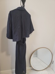 COS Collared Button Down Linen Ipen Back Dress Women&rsquo;s Black Boho Lagenlook 14