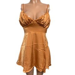 APRICOT V-NECK PLEATED Bust Smocked CAMI Mini DRESS Mermaid Core Fairycore Nwts