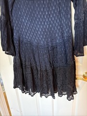 Muche et Muchette Doris Dress Boho blue black flowy tired one sz lined wide slv