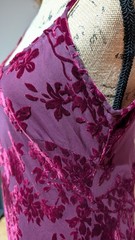 Vintage 90s Y2K Long Berry Floral Devore Bias Cut Dress UK 12/14 (US 10)