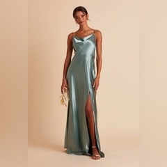 NWT Birdy Grey Lisa Long Dress in Satin Sea Glass