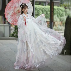 Female Adult Hanfu Chinese Style Retro Big Sleeve Costume Dress Full Set