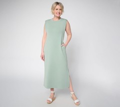 Belle by Kim Gravel Regular ScubaLuxe Maxi Dress w/ Bra Blocker Lily Pad Green L