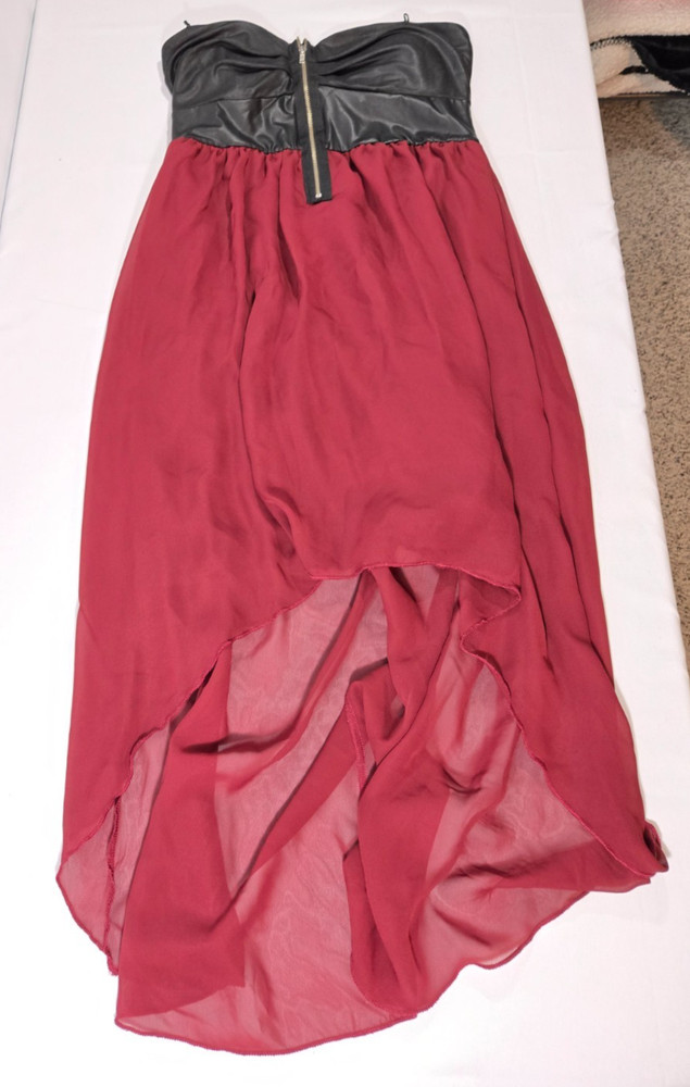 Deb black/red high/low strapless dress S