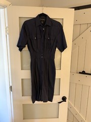 Baldanza navy blue Vintage Linen Shirt Button Up Dress Size 6